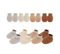 Ddujbtp Lot de 4 protège-mains et pieds en coton pour nouveau-nés - Gants anti-rayures avec pieds pour bébé, Set 3, Taille unique