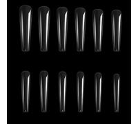 Ddujbtp Lot de 504 faux ongles carrés longs XXL à presser - Transparents et naturels