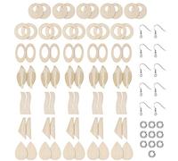 Ddujbtp Lot de 70 boucles d'oreilles vierges en bois brut avec crochets d'oreille pour création de bijoux pendentifs en perles