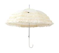 Ddujbtp Mignon Princesse Dentelle Parapluies Long Manche Parasol Gothique Lolitas Mariage Grand Parapluie Semi-Automatique Parapluies, beige