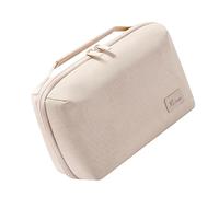 Ddujbtp Organisateurs à compartiments multiples en tissu pongé résistant à l'eau, étui portable pour chargeurs de voyage pour photographes de voyage, pochettes à gadgets étanches, beige