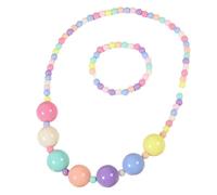 Ddujbtp Parure de bijoux pour enfants avec collier de perles couleur bonbon, texture d'anniversaire pour enfants, cadeau arc-en-ciel, collier pour fille, taille unique, Comme décrit, Comme décrit.
