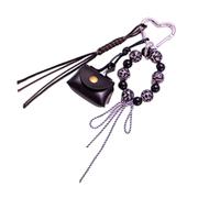 Ddujbtp Porte-clés avec pendentif en forme de mini léopard avec cordon de perles pour sac à main, sac à dos, accessoires et plus encore, Yc5334 Noir, Organiseur de sac