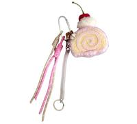Ddujbtp Porte-clés fait à la main en peluche mignon en forme de gâteau pour sac à dos décoration pour femmes et étudiants, Rouleau à gâteau, Organiseur de sac