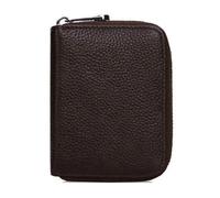 Ddujbtp Portefeuille en accordéon avec blocage RFIDS - En cuir synthétique - Taille compacte - Fermeture éclair, café, Organiseur de sac