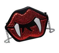 Ddujbtp Sac à bandoulière amusant en forme de dent de vampire gothique avec chaîne en cuir synthétique pailleté pour femme, Noir , Organiseur de sac