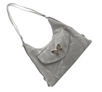 Ddujbtp Sac à bandoulière coréen esthétique de grande capacité pour femme, sac à dos multifucntionnel à bandoulière réglable, motif papillon, Argenté., Organiseur de sac