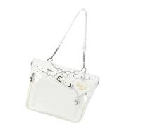 Ddujbtp Sac à bandoulière de grande capacité avec chaîne en forme de cœur style anime japonais pour femmes et amateurs de sous-culture, blanc