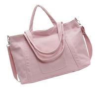 Ddujbtp Sac à bandoulière de grande capacité en velours côtelé pour femme, sac à bandoulière décontracté, sac à bandoulière pour étudiant, sac d'école pour voyage quotidien, rose, Organiseur de sac