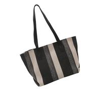 Ddujbtp Sac à bandoulière tendance en toile rayée décontractée pour femme - Grande capacité - Avec sangle en cuir synthétique - Pour un usage quotidien, Noir , Organiseur de sac