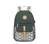 Ddujbtp Sac à dos léger pour adolescentes, filles et garçons, sac à dos pour ordinateur portable, sac d'école avec port de charge USB, sac de voyage, vert militaire, Organiseur de sac