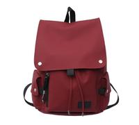 Ddujbtp Sac à dos résistant à l'eau style moto grande capacité étudiant rabat en cuir PU cordon de serrage sac d'école sac à livres, Rouge, Organiseur de sac