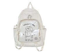Ddujbtp Sac à dos transparent pour filles - Grande capacité - Tendance - Itabag - Sac d'école décontracté, blanc, Organiseur de sac