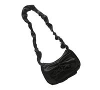 Ddujbtp Sac à main tendance plissé à une épaule avec nœud en cuir synthétique en forme de croissant pour femme, Noir , Organiseur de sac