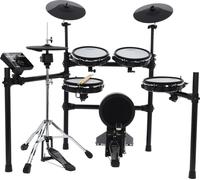 Woodbrass DDX50-MESH Batterie Électronique à Peaux Maillées - Pads 10” réalistes, Grosse Caisse Compatible Double Pédale, Cymbales Double Zone, Module 475 Sons, USB-MIDI, Sortie Casque, Rack Réglable