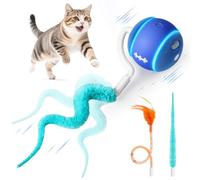ddxcoo Lot de 6 balles de jeu interactives automatiques pour chats d'intérieur, sans danger pour tapis avec queue sans nœuds, 3 modes d'activation tactile, batterie haute capacité Gen 3 800 mAh