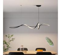DDYY Luminaire LED table à manger Suspension dimmable design linéaire moderne réglable en hauteur avec télécommande lustre lampe à suspension pour bureau Îlot de Cuisine Suspension (noir, L100cm)