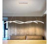 DDYY Lustre Suspension LED Moderne Dimmable avec Télécommande pour Salle à Manger, Salon, Cuisine - Lampe Suspendue pour Table à Manger Suspension (Blanc, L150cm)