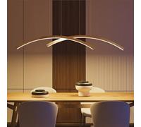DDYY Suspension Luminaire LED moderne, luminaire suspension bois Design Linéaire Dimmable Avec télécommande, luminaire suspendu Réglable 40W pour Salle à Manger Salon Îlot de Cuisine 120CM (L120CM)