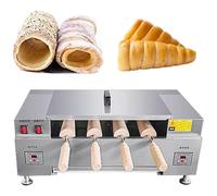 DDZJTPP Appareil électrique Professionnel Machine à 4 Rouleaux en Acier Inoxydable pour Cornets De Glace Et Gâteaux Cheminée,3000W,Four à Cheminée pour Toasts,Gaufres Et Petits Pains DigitalDisplay