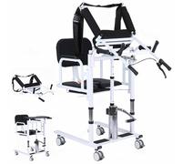 DDZJTPP Chaise Transfert Hydraulique pour Patient avec Position Assistée,Hauteur Réglable L'assise à La Verticale,avec Dossier Haut Doux Et Siège Doux,Fauteuil Roulant Pouvant Supporter 200Kg,Black