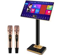 DDZJTPP Lecteur De Karaoké avec 2 Microphone sans Fil À Réverbération, Machine De Karaoké À Écran Tactile Capacitif pour Bar Familial, Fête À Domicile, Commutation De 20 Langues,19inch-8TB