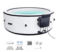 DDZJTPP Portable Spa Gonflable pour L'intérieur Et L'extérieur, Spa Gonflable 2-6 Personnes avec Chauffage Spa à Bulles Rond 180 Jets De Massage Bain à Remous Gonflable Spa Portable 81x28in