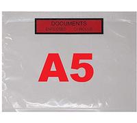 De 100 a 10 000 Pochettes porte document ci-inclus format A5 (feuille A4 plié en 2) adhésives transparente, imprimée documents ci-inclus et documents Enclosed - Pochette d’Expédition autocollante C5 225 x 165 mm pour colis, paquets, petite palette, Pochette autocollant fort REF UGPAI3