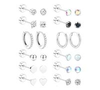 De 12 paires ensemble de boucles d ' oreilles élégantes ensemble de boucles d ' oreilles sophistiquées en acier inoxydable parure d ' oreille élégante pour les femmes à la mode Collection de boucles