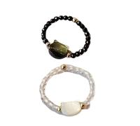 De 2 bagues de doigt de chat à la mode réglables pierre de lune obsidienne résine perlée bijoux faits à la main pour femmes hommes chats réglables