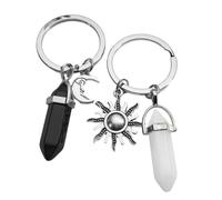 De 2 porte-clés pendentif lunes et soleil en pierre naturelle accessoires de porte-clés de couple uniques pour la décoration de de clés porte-clés lunes et soleil