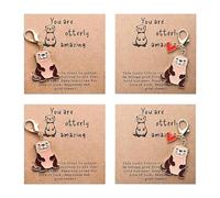 De 4 porte-clés animaux en acier inoxydable comprenant des notes inspirantes, parfaits pour les sacs à, porte-clés d ' inspiration quotidienne