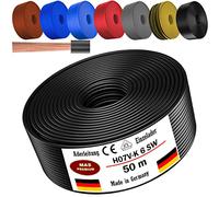 De 5 à 100 m - Câble H07 V-K 6 mm² - Noir, marron, bleu foncé, jaune vert, gris, rouge ou bleu clair - Flexible (noir, 50 m)