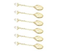 De 6 vieilles cuillères à aiguille de mélange en métal incisé pour le dessert café sel servant outil de cuisine cuillère à dessert traditionnelle à plan fleuri