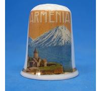 Dé à coudre à collectionner en porcelaine - Poster de voyage - Arménie - Avec boîte dôme
