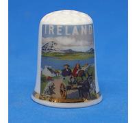 Dé à coudre de collection en porcelaine de Chine - Poster de voyage Irlande - avec boîte dôme