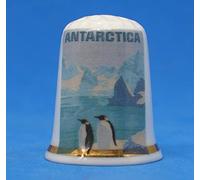 Dé à coudre en porcelaine de Chine - Poster de voyage Antarctique - Avec boîte dôme