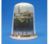 Dé à coudre en porcelaine de Chine - Poster de voyage Ukraine - Avec boîte dôme