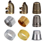 Dé à Coudre Protecteur 9 Pièces Doigt Dé à Coudre Réglable de Bouclier en Métal, Style Rétro pour Accessoires Outils de Couture, Broderie, Travail à la Main Bricolage