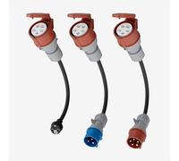 dé Adaptateur CEE 16A 5 Pôles pour 22kW Chargeur EV/Station de Charge vers Prise de CEE 16A Rouge/Bleu/ 230V avec Câble Caoutchouc 0,5m H07RN-F 3G2.5mm² IP44 Utilisation en Extérieur
