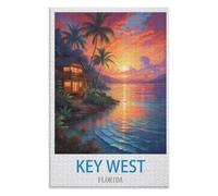 De Bande Dessinée Adulte，Loisirs Art，Jouet ，Key West Floride，des Vacances pour Adolescents，Cadeau de Noël，75x50Cm，Wooden Puzzle,AA-637