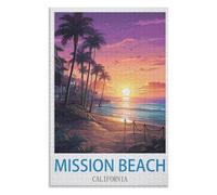 De Bande Dessinée Adulte，Loisirs Art，Jouet ，Mission Beach Californie，des Vacances pour Adolescents，Cadeau de Noël，52x38cM，Paper Puzzle,AA-667