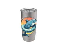 De belles vacances et un dauphin de piscine pour les amoureux de vacances à la mer Gobelet isotherme en acier inoxydable double paroi