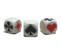 Dé belote en bois 30 mm blanc - dé atout 4 faces cœur carreau pique trèfle