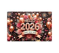 De Bonne Année 2026 - Bannière En Or Noir Brillant, De Photographie En Polyester | Décoration De Fête, Accessoires De Photos De Compte À Rebours Célébration