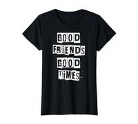 De Bons Amis, de Bons Moments T-Shirt Graphique avec Valeur, Femme, Noir, M