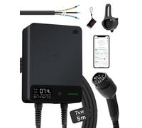 dé Borne de recharge murale 7kW Type 2 32A monophasée avec contrôle par APP, chargeur de voiture électrique, carte RFID, station de recharge domestique EVSE, options de longueurs de câble 5m, 7.7m, 5m