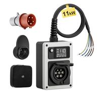 dé Borne de Recharge Véhicule Électrique 11kW 16A avec Prise de Type 2 et Extrémité Ouverte, Wallbox Mobile 11kW avec Compteur Électrique, Carte RFID pour E-208, Model Y/3, 500e et Autres EV/PHEV