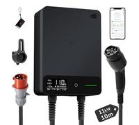 dé Borne de Recharge Véhicules Électrique 11kW APP[6-16A, Triphasé] Wallbox 11kW avec Câble Type 2 10m, RFID, Borne de Recharge avec RCD Type-A AC+DC et ip54 pour E-208 et Autres BEV/PHEV, Noir