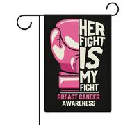 de boxe rose « Son combat est mon combat » Drapeaux de jardin de sensibilisation au cancer du sein Drapeau double face Drapeaux de vacances pour décoration extérieure 12,6 x 18,5 pouces